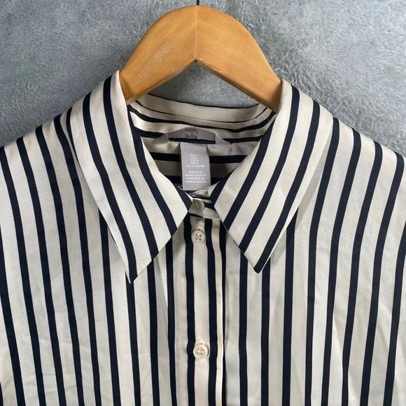 Career Striped Button Down Blouse Womens Large Office Minimalist Preppy Academia - Picture 4 of 10